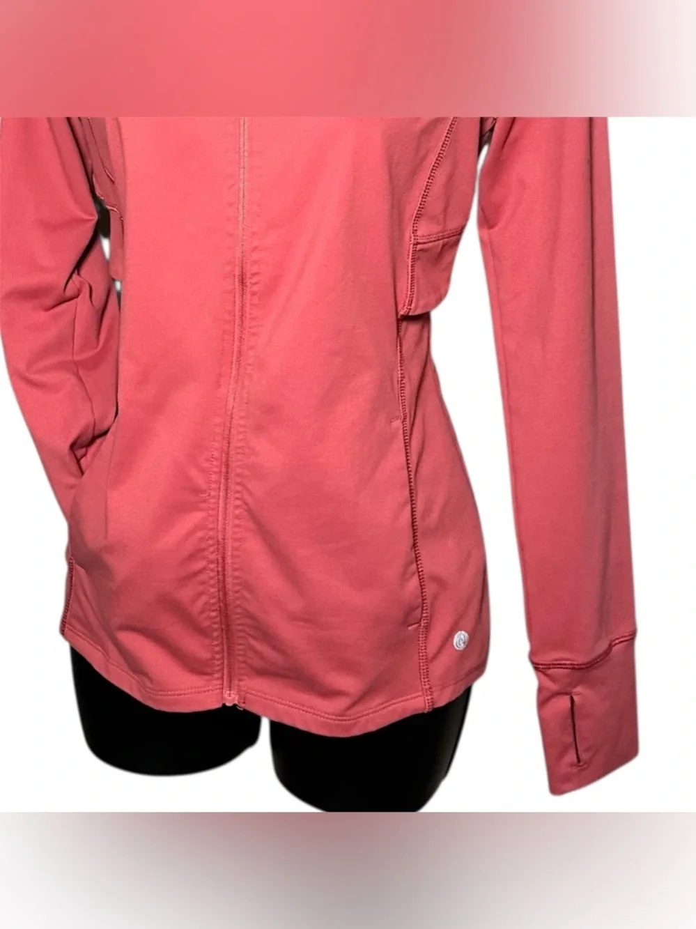 Apana‎ Muted Burnt Orange Zip-Up Athletic Jacket Thumb Holes Women's Size